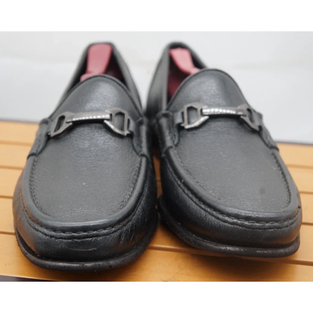 Allen Edmonds Vinci Black Leather Bit Loafers Moccasins Slip On Mens 9.5D Italy